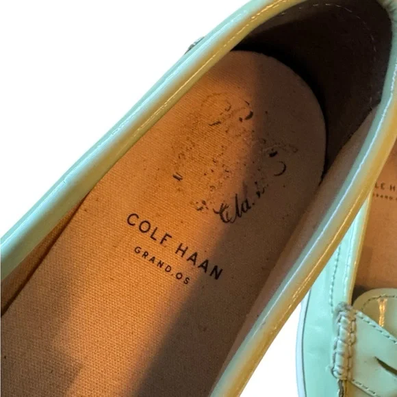 Cole Haan High End Preppy Women's 9.5 Patent Leather Slip On Green Loafers - Picture 8 of 9